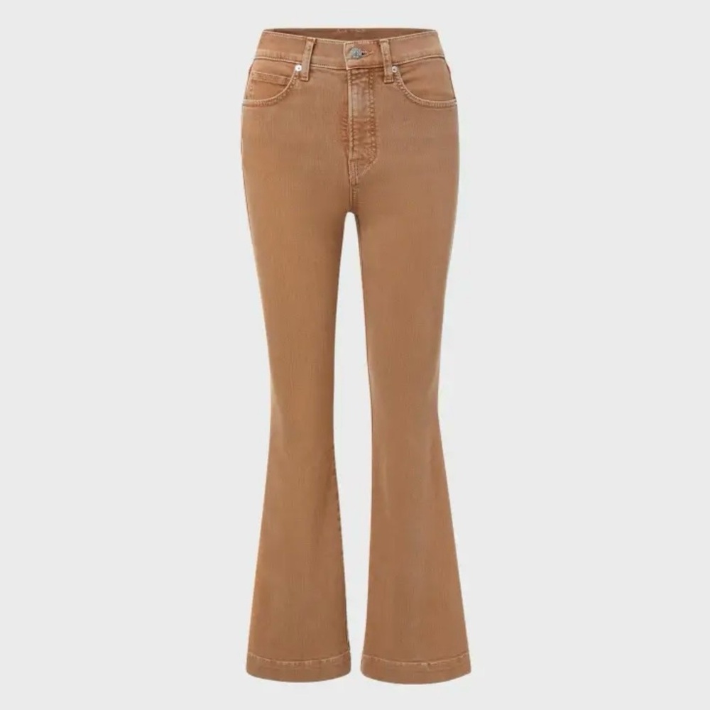 Veronica Beard Carson High Rise Ankle Flare Jeans in Tan Sierra
